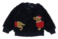 Tmavomodrá chlpatá mikina s jezevčíky Lupilu