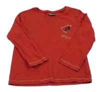 Červené triko s ptáčkem Next