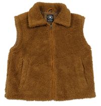 Hnedá chlpatá podšitá vesta