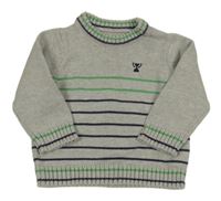 Sivo-modro-zelený sveter s pruhmi Mothercare