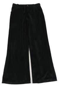 Čierne plyšové flare tepláky F&F