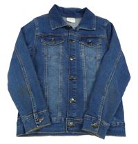 Tmavomodrá tepláková rifľová bunda