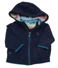 Tmavomodrá prepínaci mikina s logom a kapucňou Baker