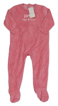 Nové - Růžový sametový overal s nápisem Tex