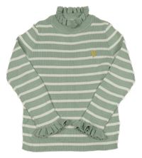 Světlezeleno-biely pruhovaný rebrovaný sveter Primark