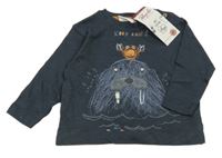 Nové - Tmavošedé triko s mrožem 