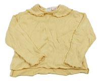 Žltý rebrovaný sveter s golierikom Zara