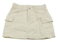 Smotanová rifľová cargo sukňa H&M