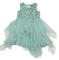 Světlemodré šaty s flitry a tylovou sukní 