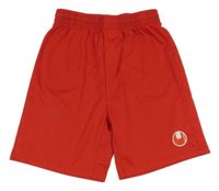Červené športové kraťasy s výšivkou