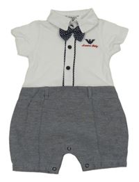 Bílo-modrý kraťasový overal s motýlkem Armani