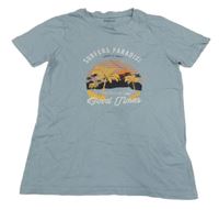 Šedomodré tričko s palmami a nápismi Pepperts