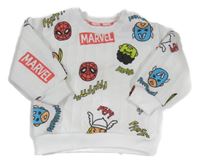 Biela rebrovaná mikina so superhrdinami  Marvel