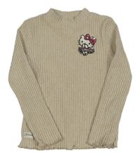 Béžový rebrovaný úpletový sveter s Hello Kitty C&A