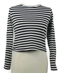 Dámské černo-bílé pruhované crop triko H&M