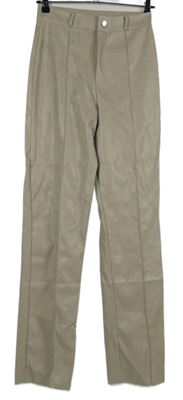 Dámske béžové koženkové nohavice PrettyLittle Thing