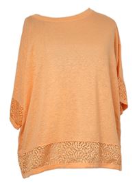 Dámske oranžové voľné é tričko s čipkou M&S