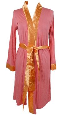 Dámský růžovo-oranžový župan s páskem 