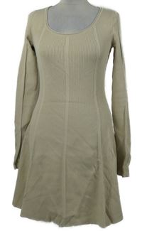 Dámske béžové rebrované pletené šaty H&M