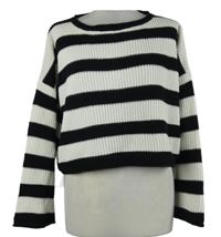 Dámský bílo-černý pruhovaný crop svetr Miss Selfrige 