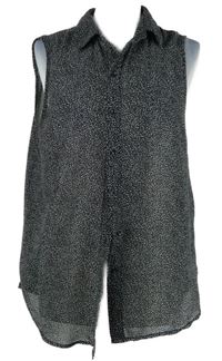 Dámska oranžovo-biela vzorovaná šifónová blúzka