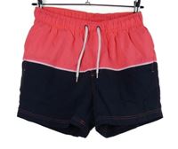 Pánske neónově ružovo-tmavomodré šušťákové plážové kraťasy