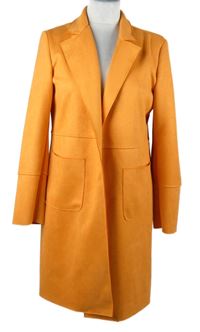 Dámský oranžový semišový kabátový cardigán