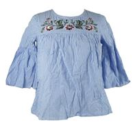 Dámska modro-biela prúžkovaná blúzka s kvetmi Dorothy Perkins