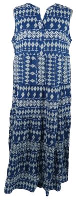 Dámské tmavomodro-bílé vzorované midi šaty Up2Fashion 