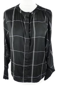 Dámska čierna kockovaná polo blúzka H&M