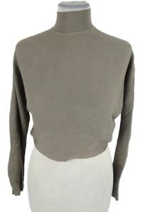 Dámský hnědý žebrovaný crop svetr se stojáčkem New Look 