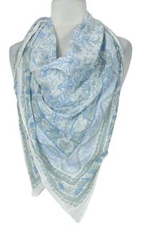 Dámský modro-šedo-bílý vzorovaný šátek