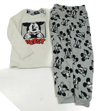 -Nové Bielo-sivé chlpaté pyžama s Mickey Mousem Disney