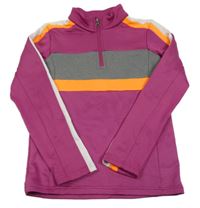 Rubínovo-sivá thermo mikina s prúžkami Crane