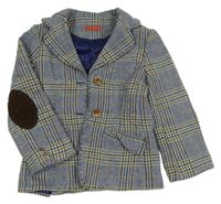 Modro-bielo-zeleno-hnedé podšité sako