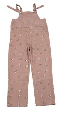 Světlerůžové laclové manšestráky s kytičkami