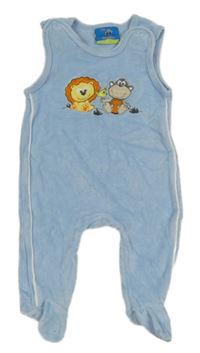 Světlemodré sametové dupačky so zvieratkami Topolino