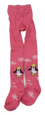 Malinové punčocháče s vločkami a tučňák