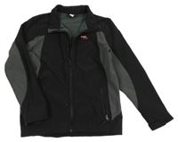 Černo-khaki softshellová bunda s nápisem 