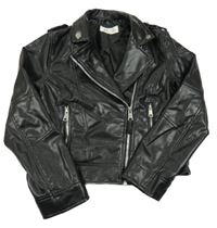 Čierna koženková crop bunda H&M