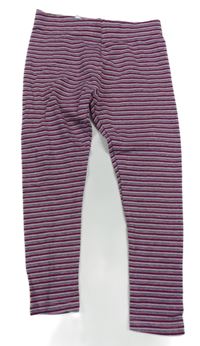 Růžovo-vínovo-zelené pruhované legíny Next