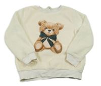 Smotanová chlpatá mikina s medvěďom H&M