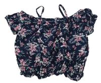 Tmavomodrá květinová halenka Kiki&Koko