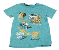 Modré žíhané tričko s nápismi Young Idols