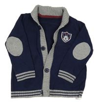 Tmavomodro-sivý prepínaci sveter s Mickey Mousem George