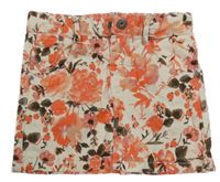 Bielo-ružová kvetovaná rifľová sukňa Name it