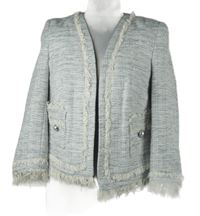 Dámský modro-smetanový sakový cardigan s třásněmi M&S