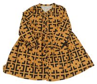 Hnedé prepínaci šaty s čierným vzorom Shein