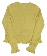 Žlutý pruhovaný propínací svetr s volánky Dunnes Stores