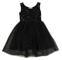 Čierne slávnostné tylovo/flitrové šaty H&M
